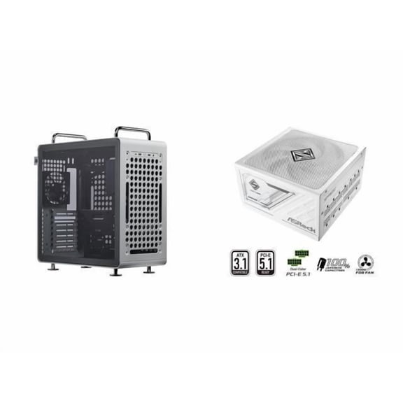 Case Power Supply Combo - Cooler Master QUBE 540 ATX Mid-Tower Computer Case Bundle with ASRock Steel Legend SL-1200GW 1200W 80 PLUS GOLD & Cybenetics PLATINUM Full Modular Power Supply