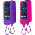 thumbnail image 1 of Case for Roku Express/Streaming Stick/Premiere - Silicone Remote Cover for TCL Hisense Roku TV Remote Sleeve Skin Smart TV Remote Control Replacement (Purple and Rose), 1 of 2