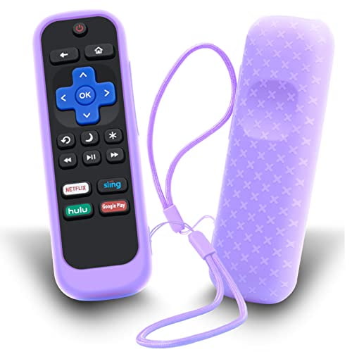 Case for Roku Remote,Cover for Hisense/TCL Roku TV Steaming Stick/Express Universal Replacement Controller Silicone Sleeve Skin with Lanyard Glow in The Dark