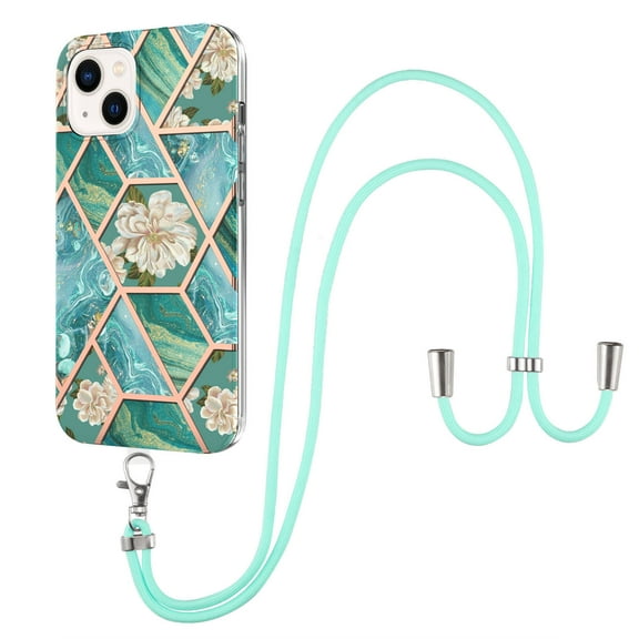 Case for Samsung A04 4G protective case, Flower Marble Pattern Case With Lanyard And Camera Lens Protection Shockproof Silicone Tpu Slim Protective Cover