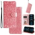 thumbnail image 1 of Case for Samsung A13 4G,Premium PU Leather Magnetic Flip Wallet Case with Card Holder Cash Slot Lanyard Strap Kickstand Embossed Mandala Flower Pattern Cover for Samsung Galaxy A13 4G, Rosegold, 1 of 8