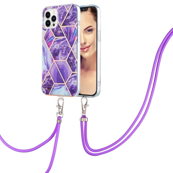 Case for Samsung A14 4G Anti-Fingerprint Skid Resistant Shockproof Protective Marble Pattern Phone Cover with Adjustable Detachable Nylon Phone Lanyard