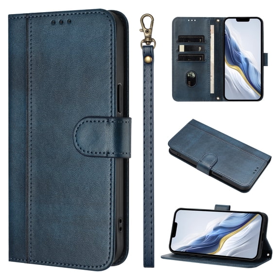 Case for Samsung A30S Wallet Phone Cover with Wrist Strap, Card Slots and Cash Pocket, PU Leather Magnetic Closure and Anti-Drop Stand Flip Protective Shockproof Case
