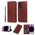 thumbnail image 1 of Case for Samsung A53 5G Wallet Case for Women Card Holder Butterfly Embossed Clover Rose Flower Flip PU Leather Magnetic Phone Cover Kickstand Lanyard for Samsung Galaxy A53 5G, Brown, 1 of 8