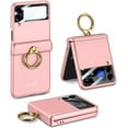 thumbnail image 1 of Case for Samsung Flip 3 Case with Ring, Z Flip 3 Case Hinge Protection, Flip Z 3 Case Shockproof Magnetic Attraction Hinge Protective Case Compatible with Galaxy Z Flip 3 5G, Pink, 1 of 12