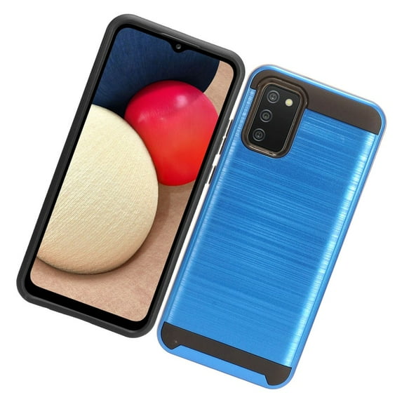 Case for Samsung Galaxy A02S Brushed Texture Slim Hybrid Shockproof Dual Layer PC & Soft TPU Armor Rugged Protective Cover for Galaxy A02s by Xcell - Blue