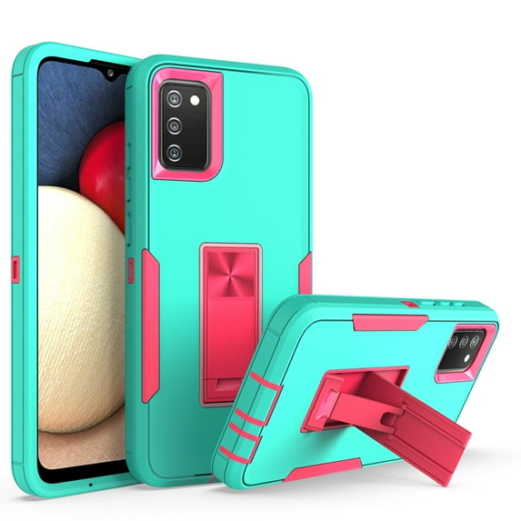 Case for Samsung Galaxy A02S (US Version) 6.5", Allytech Military Grade Heavy Duty Magnetic Kickstand Car Mount Protection Phone Case Cover for Samsung Galaxy A02S US Version, Green+Rose