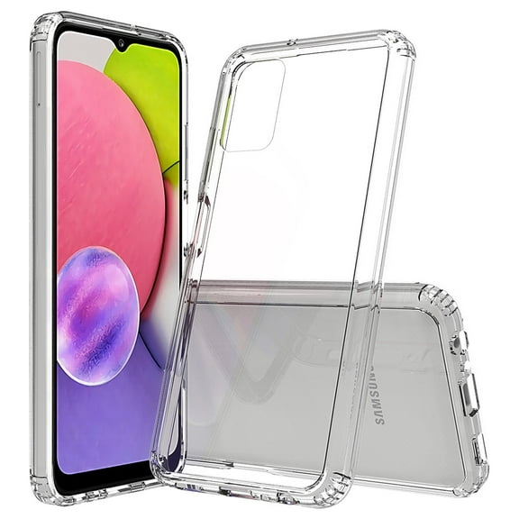 Case for Samsung Galaxy A03S Hybrid Slim Crystal Clear Transparent Shock-Absorption Bumper with TPU + Hard Back Frame Phone Cover for Galaxy A03S by Xpm - Clear