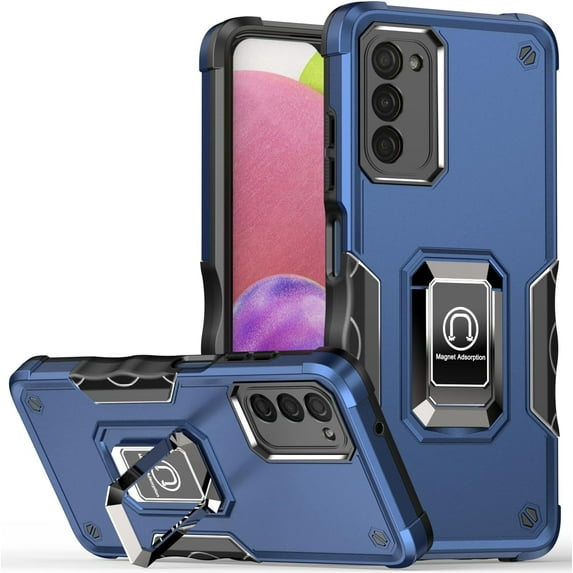 Case for Samsung Galaxy A03S Case Kickstand Holder Built-in Magnetic Car Mount Shockproof Camera Protective Case for Samsung Galaxy A03S Phone Case (Blue)