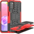 thumbnail image 1 of Case for Samsung Galaxy A03S, Tyre Pattern Design Hybrid TPU+PC Material Double Layer Protection Shockproof Cover with Kickstand Phone Case for Samsung Galaxy A03S XC Red, 1 of 14