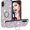 thumbnail image 1 of Case for Samsung Galaxy A06 with Ring Kickstand, Women Girls Cute Glitter Sparkly Shiny Bling Sparkle Shockproof Protective Cover Case for Samsung Galaxy A06 CZ-Silver, 1 of 10