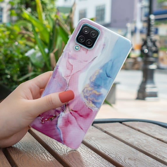 Case for Samsung Galaxy A12 5G, Soft TPU + IMD Marble Print Pattern Case for Girls Drop Protection Sturdy Compatible with Samsung Galaxy A12 5G Ultra Slim Wireless Charging,Pink Marble