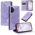 thumbnail image 1 of Case for Samsung Galaxy A13 4G Wallet Case for Women Girls with Card Holder, Embossed Flower Pattern Magnetic Flip PU Leather Purse Protective Phone Cover for Samsung Galaxy A13 4G, Purple, 1 of 11
