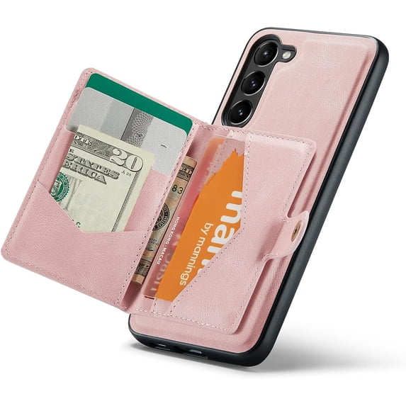 Case for Samsung Galaxy A14 4G/5G, Detachable Magnetic Wallet Card Cash Slot Case Cover Support Wireless Charging Functional Kickstand Compatible with Samsung Galaxy A14 4G/5G 2023 (Pink)