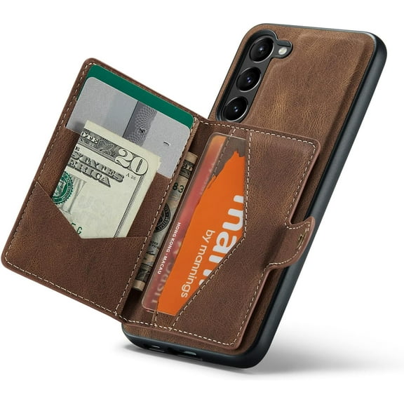 Case for Samsung Galaxy A14 4G/5G, Detachable Magnetic Wallet Card Cash Slot Case Cover Support Wireless Charging Functional Kickstand Compatible with Samsung Galaxy A14 4G/5G 2023 (Brown)