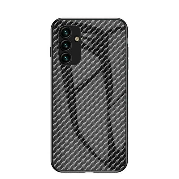 Case for Samsung Galaxy A14 5G Carbon Fiber Texture Tempered Glass Cover, Slim Thin Fit Soft Silicone Rugged Back Shockproof Anti-Scratches Anti-Fingerprints Case for Samsung A14 5G, Black