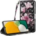 thumbnail image 1 of Case for Samsung Galaxy A14 5G Case Wallet with Card Holders - Lovely Colorful Pattern PU Leather Flip Phone Case TPU Shell Folio Cover Women Men for Samsung Galaxy A14 5G Black Pink Flower, 1 of 14