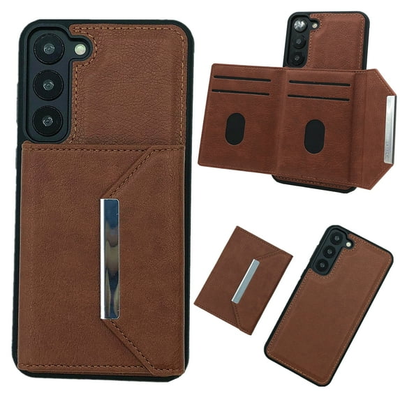 Case for Samsung Galaxy A14 5G Compatible with MagSafe Magnetic 2-in-1 Detachable Wallet Case with Card Slots for Women Men, Classic PU Leather Flip Kickstand Shockproof Protective Case, Brown