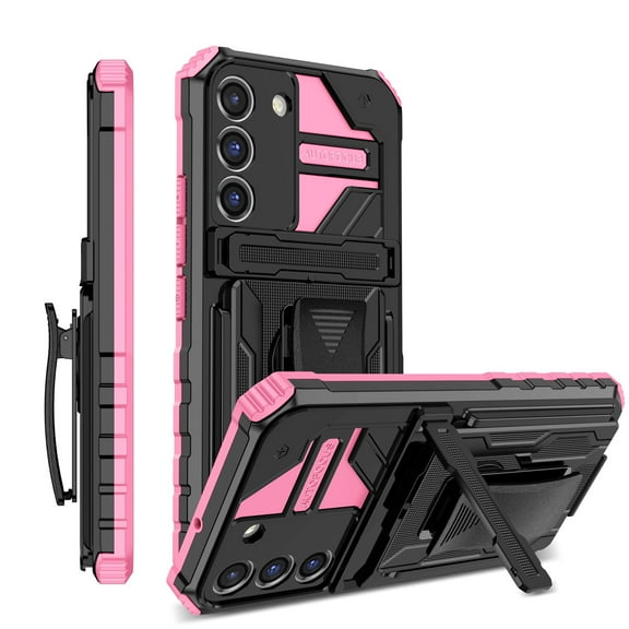 Case for Samsung Galaxy A14 5G,Decase Heavy Duty Dual Layer Soft TPU Hybrid Hard PC Kickstand Phone Cover with Belt Clip Rugged Shockproof Protective Case,for Samsung Galaxy A14 5G,Pink