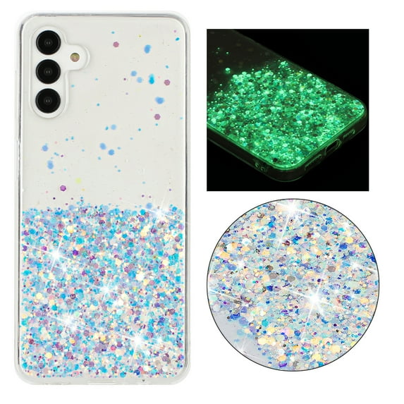 Case for Samsung Galaxy A14 5G, Luminous Fashionable Trendy Shiny Glitter Phone Cover, Gradient Non-Yellowing Shockproof with Glamorous Shimmering Case for Samsung Galaxy A14 5G, White