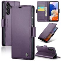 Case for Samsung Galaxy A14 5G Wallet Case, Retro PU Leather Flip Case with Magnetic Closure, [RFID Blocking] Card Holder and Kickstand for Men Women, TPU Shockproof Full Protective Case, Purple