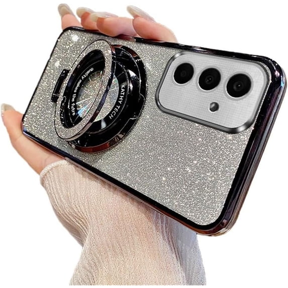 Case for Samsung Galaxy A15 5G Case Glitter Bling with Stand Camera Protector Phone Case Slim Luxury Plating Bumper Shockproof Protective Case Cover for Samsung Galaxy A15 5G Black YD