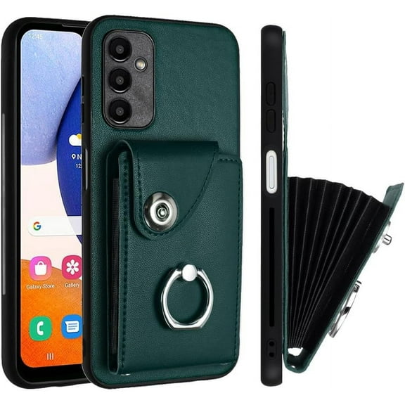 Case for Samsung Galaxy A15 5G Case Wallet with Card Holder Magnetic Clasp Flip Folio with Ring Stand Sturdy Dual Layer Shockproof Leather Case Cover for Samsung Galaxy A15 5G Green YBK