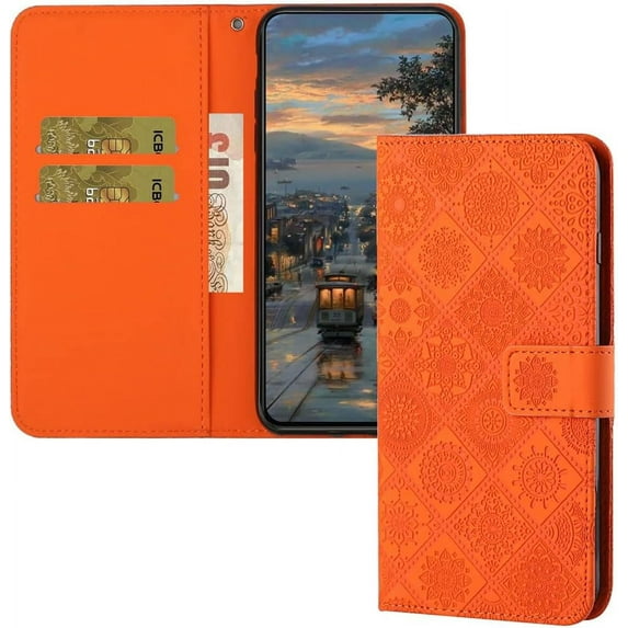 Case for Samsung Galaxy A15 5G Wallet Case,Galaxy A15 5G Case with Credit Card Slot Stand Magnetic Clasp Kickstand Leather Folio Flip Shockproof Case for Samsung Galaxy A15 5G Orange XC