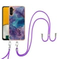 thumbnail image 1 of Case for Samsung Galaxy A15, Adjustable Detachable Crossbody Strap Neck Strap Silicone Bumper Marble Painted TPU Ultra Thin Shockproof Protective Phone Case Cover for Galaxy A15, Purple, 1 of 7