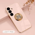 thumbnail image 1 of Case for Samsung Galaxy A15 Case with Ring Stand [360° Rotatable Ring Holder Magnetic Kickstand][Support Car Mount] Plating Rose Gold Edge Soft Flexible TPU Luxury Phone Case Cover, Light Pink, 1 of 10