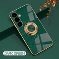 thumbnail image 1 of Case for Samsung Galaxy A15 Case with Ring Stand [360° Rotatable Ring Holder Magnetic Kickstand][Support Car Mount] Plating Rose Gold Edge Soft Flexible TPU Luxury Phone Case Cover, Darkgreen, 1 of 10