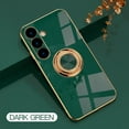 thumbnail image 1 of Case for Samsung Galaxy A15 Case with Ring Stand [360° Rotatable Ring Holder Magnetic Kickstand][Support Car Mount] Plating Rose Gold Edge Soft Flexible TPU Luxury Phone Case Cover, Darkgreen, 1 of 10