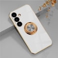 thumbnail image 1 of Case for Samsung Galaxy A16 5G Case with Ring Stand [360° Rotatable Ring Holder Magnetic Kickstand][Support Car Mount] Plating Rose Gold Edge Soft Flexible TPU Luxury Phone Case Cover, White, 1 of 9