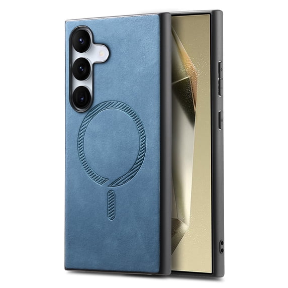 Case for Samsung Galaxy A16 5G Magnetic Compatible with Mag-Safe, Slim Luxury Skin-Feel PU Leather Shockproof Cover Magnetic Support Car Mount Phone Case for Samsung Galaxy A16 5G, Blue