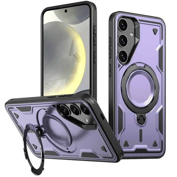 Case for Samsung Galaxy A16 5G,Military Grade [Built-in Kickstand][Compatible With MagSafe] Magnetic Rotate Ring Holder Heavy Duty TPU+PC Shockproof Drop Protect Phone Case,Purple