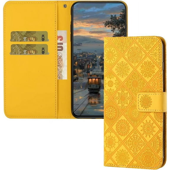 Case for Samsung Galaxy A16 5G Wallet Case,Galaxy A16 5G Case with Credit Card Slot Stand Magnetic Clasp Kickstand Leather Folio Flip Shockproof Case for Samsung Galaxy A16 5G Yellow XC