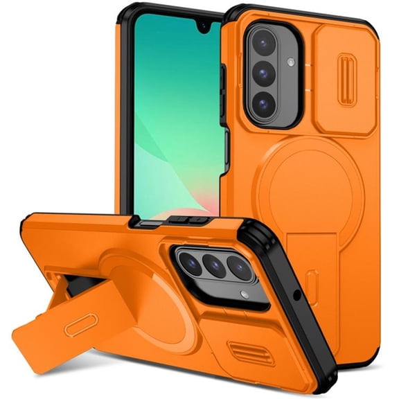Case for Samsung Galaxy A17 4G / 5G / A26 5G 6.7" with Invisible Fold Holder Stand, MagSafe Magnetic Wireless Charging,Sliding camera casing,Shockproof Dropproof Tough Rugged Protective Case Cover