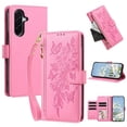 thumbnail image 1 of Case For Samsung Galaxy A17 5G Butterfly Flower Multi-card Holder Zipper Wallet With Lanyard Magnetic Clasp Flip Stand Leather Phone Case,Pink,For Galaxy A17 5G, 1 of 8