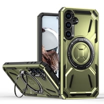 Case for Samsung Galaxy A17 5G with Ring Stand, Support Magnetic Charging, Shockproof Rugged Case Dual-Layers Military Grade Drop Protective Cover with Hidden Stand for Samsung Galaxy A17 5G, Green