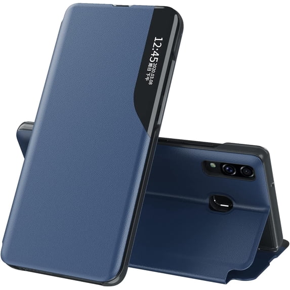 Case for Samsung Galaxy A20, Galaxy A20 Case Clear View Leather with Kickstand and Magnetic Flip Case Women Men Shockproof Protective Cover for Samsung Galaxy A30 / A20,Windows Blue