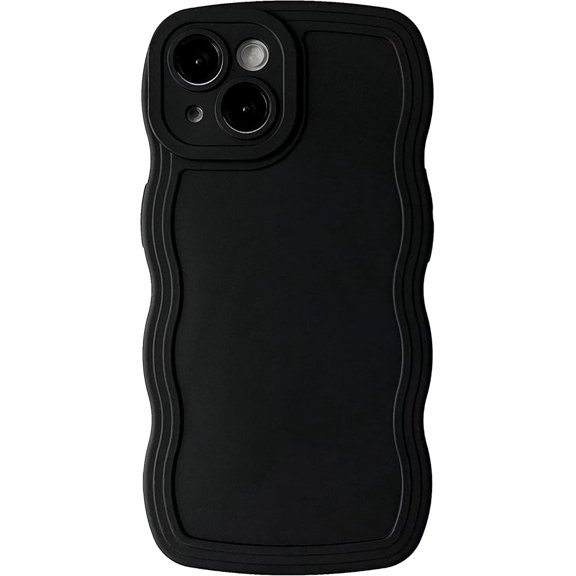 Case for Samsung Galaxy A21S,Galaxy A21S Case,Solid Cute Curly Wave Frame Shape Shockproof Bumper Soft Silicone Protective Phone Case for Samsung Galaxy A21S (Black)