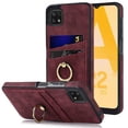 thumbnail image 1 of Case for Samsung Galaxy A22 5G with Metal Ring Holder Kickstand Card Slots Phone Cover, PU Leather Slim Plain All-Inclusive Shockproof Protection Case for Samsung Galaxy A22 5G 6.6 Inch,Winered, 1 of 17