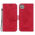 thumbnail image 1 of Case for Samsung Galaxy A22 5G Wallet Embossed Leather Magnetic Flip Protective Cover With Kickstand Card Cash Pocket Wrist Strap Drop Protection Phone Case Cover,Red, 1 of 10