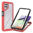 thumbnail image 1 of Case for Samsung Galaxy A22 with Built-in Screen Protector, Hybrid Rugged Full Body Drop Protection Shockproof Anti-Scratch Transparent Clear PC Back Phone Cover, Red, 1 of 6