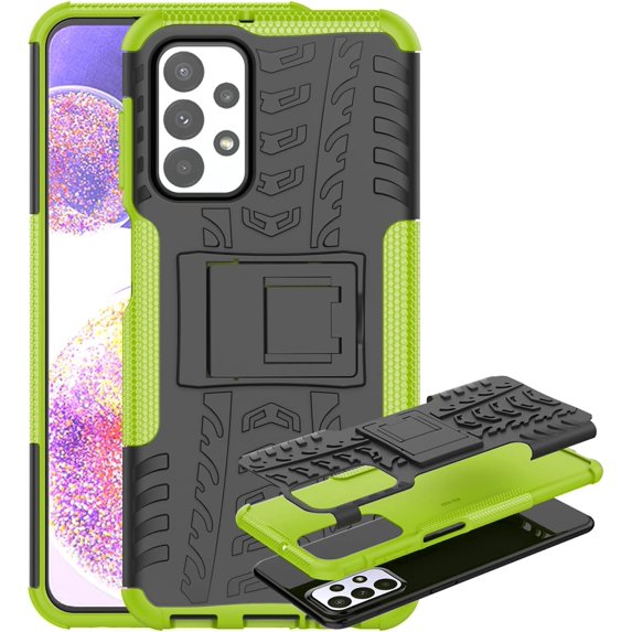 Case for Samsung Galaxy A23 4G, Tyre Pattern Design Hybrid TPU+PC Material Double Layer Protection Shockproof Cover with Kickstand Phone Case for Samsung Galaxy A23 4G Green