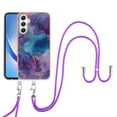 thumbnail image 1 of Case for Samsung Galaxy A25 5G, Adjustable Detachable Crossbody Strap Neck Strap Silicone Bumper Marble Painted TPU Ultra Thin Shockproof Protective Phone Case Cover for Galaxy A25 5G, Purple, 1 of 7