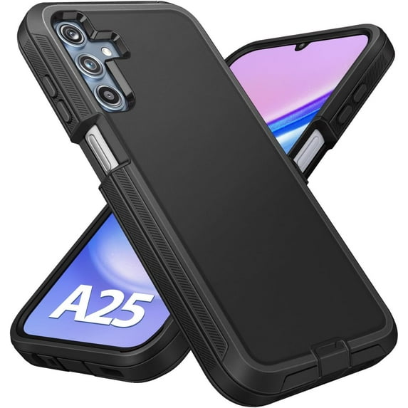 Case for Samsung Galaxy A25 5G Full Body Heavy Duty Rugged Dual-Layer Protection, Dust/Drop Proof Shockproof Matte Scratch Back Cover Phone Case for Samsung Galaxy A25 5G 6.5-inch, Black