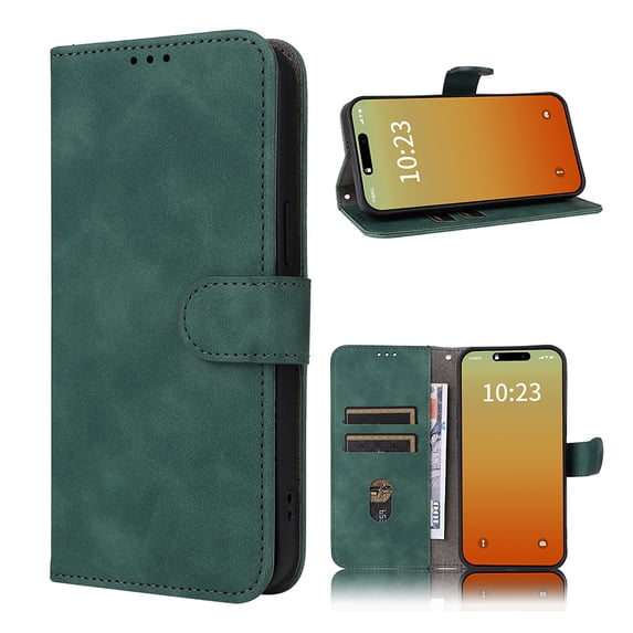 Case for Samsung Galaxy A25 5G Wallet Case with Card Slots Holder Magnetic Clasp Cover, Luxury PU Leather Skin-Friendly Wrist Strap Handbag Shockproof Kickstand Case for Samsung Galaxy A25 5G, Green