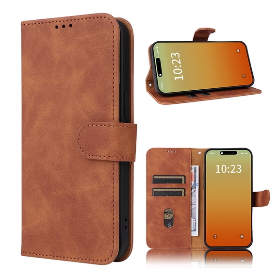 Case for Samsung Galaxy A25 5G Wallet Case with Card Slots Holder Magnetic Clasp Cover, Luxury PU Leather Skin-Friendly Wrist Strap Handbag Shockproof Kickstand Case for Samsung Galaxy A25 5G, Brown