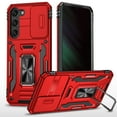 thumbnail image 1 of Case for Samsung Galaxy A25,Decase Heavy Duty Phone Cover Built-in Slide Anti-Scratch Camera Lens Cover & Magnetic Ring Kickstand,Military Grade Shockproof Case for Galaxy A25,Red, 1 of 8